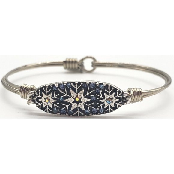 Silvertone Luca And Danni Bangle Snowflake Bracelet - Picture 1 of 8